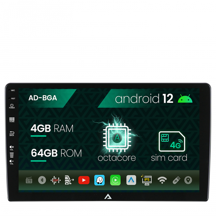Navigatie All-in-one Universala, Android 12, A-Octacore 4GB RAM + 64GB ROM, 10.1 Inch - AD-BGA10004