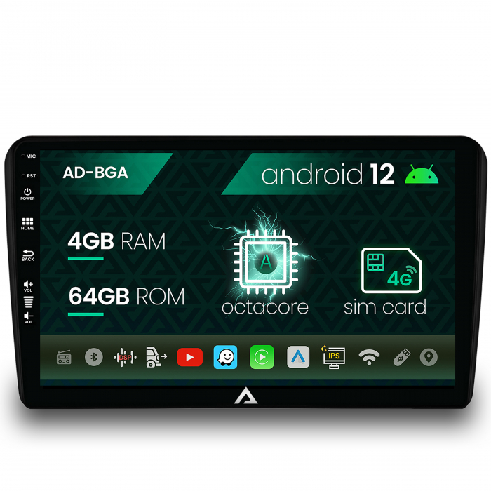 Navigatie audi a3 s3 rs3, android 12, a-octacore 4gb ram + 64gb rom, 9 inch - ad-bga9004+ad-bgrkit424
