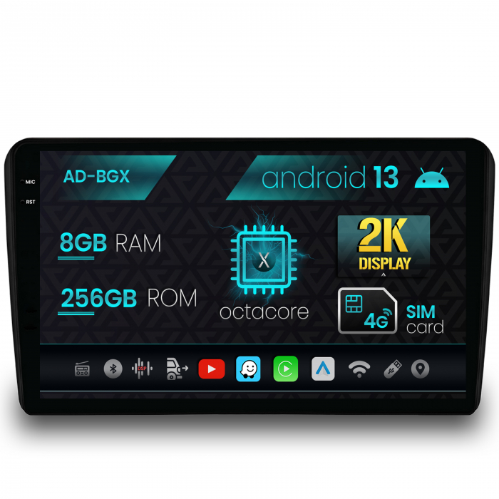 Navigatie audi a3 s3 rs3, android 13, x-octacore 8gb ram + 256gb rom, 9.5 inch - ad-bgx9008+ad-bgrkit424