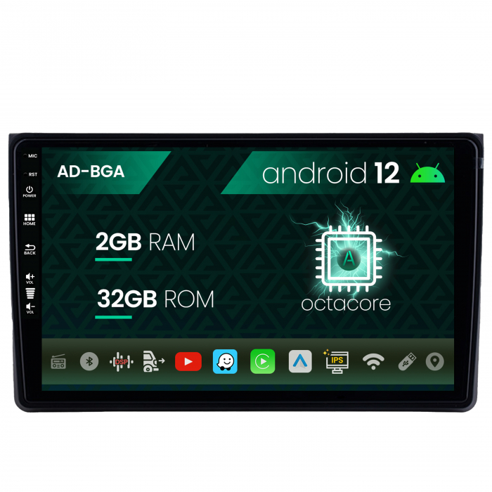 Navigatie audi a4(b6 b7) seat exeo, android 12, a-octacore 2gb ram + 32gb rom, 9 inch - ad-bga9002+ad-bgrkit425