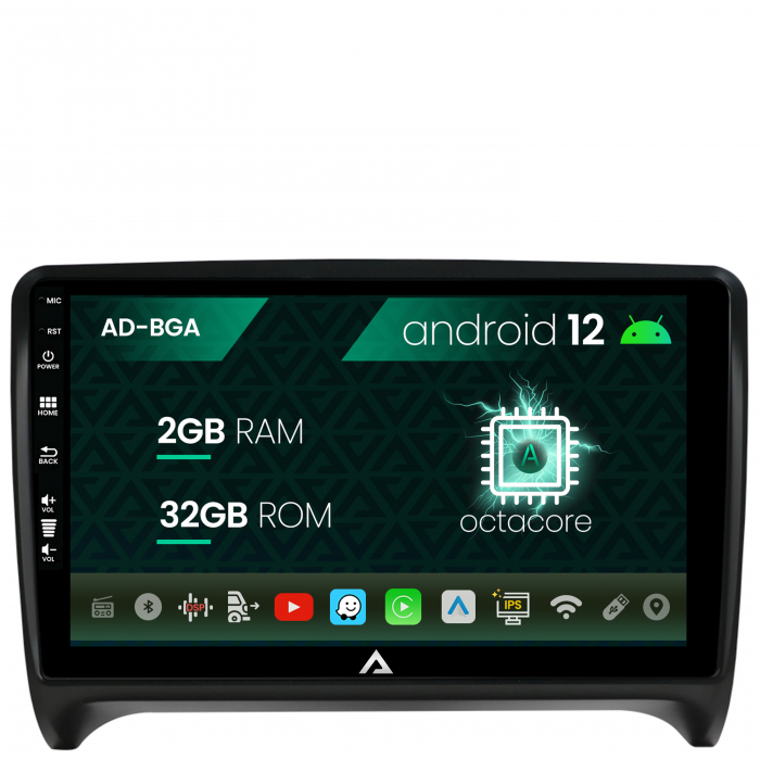Navigatie audi tt, android 12, a-octacore 2gb ram + 32gb rom, 9 inch - ad-bga9002+ad-bgrkit426