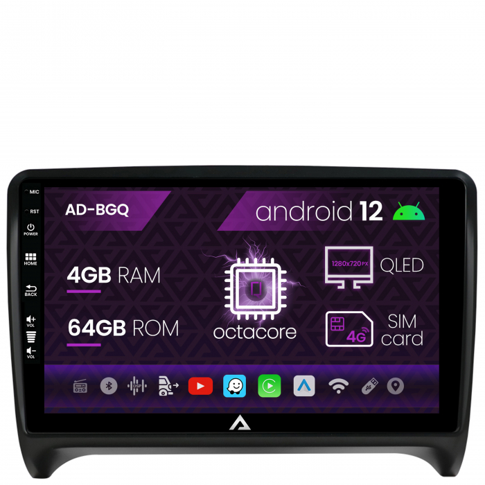 Navigatie audi tt, android 12, q-octacore 4gb ram + 64gb rom, 9 inch - ad-bgq9004+ad-bgrkit426