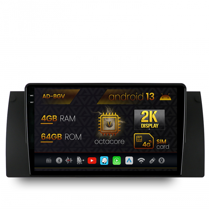 Navigatie BMW E39 E53 E38, Android 13, V-Octacore 4GB RAM + 64GB ROM, 9.5 Inch - AD-BGV9004+AD-BGRKIT396