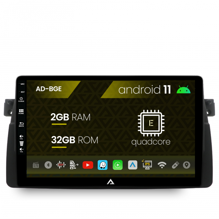 Navigatie bmw e46, android 11, e-quadcore 2gb ram + 32gb rom, 9 inch - ad-bge9002+ad-bgrkit397