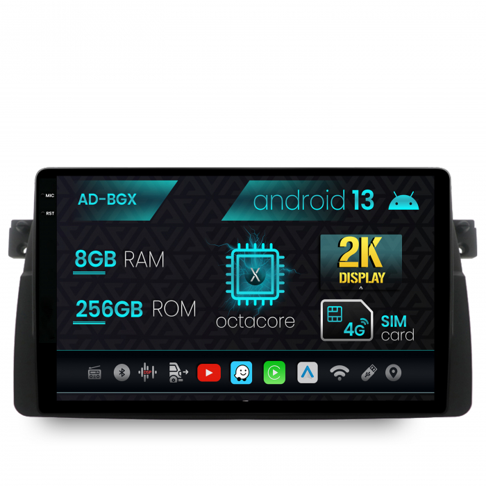 Navigatie bmw e46, android 13, x-octacore 8gb ram + 256gb rom, 9.5 inch - ad-bgx9008+ad-bgrkit397