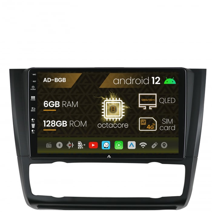 Navigatie BMW Seria 1 E87 (2007-2011), Clima Automata, Android 12, A-Octacore 6GB RAM + 128GB ROM, 9 Inch - AD-BGB9006+AD-BGRKIT399