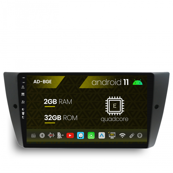 Navigatie bmw seria 3 e90, e91, e92, android 11, e-quadcore 2gb ram + 32gb rom, 9 inch - ad-bge9002+ad-bgrkit391