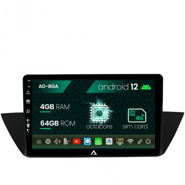 Navigatie bmw x1 (2009-2015), android 12, a-octacore 4gb ram + 64gb rom, 10.1 inch - ad-bga10004+ad-bgrkit394