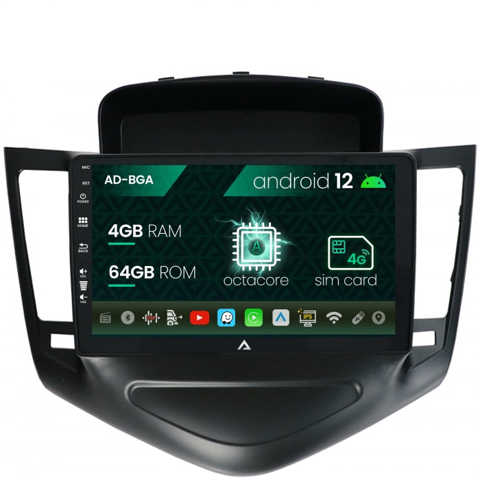 Navigatie chevrolet cruze (2008-2014), android 12, a-octacore 4gb ram + 64gb rom, 9 inch - ad-bga9004+ad-bgrkit237
