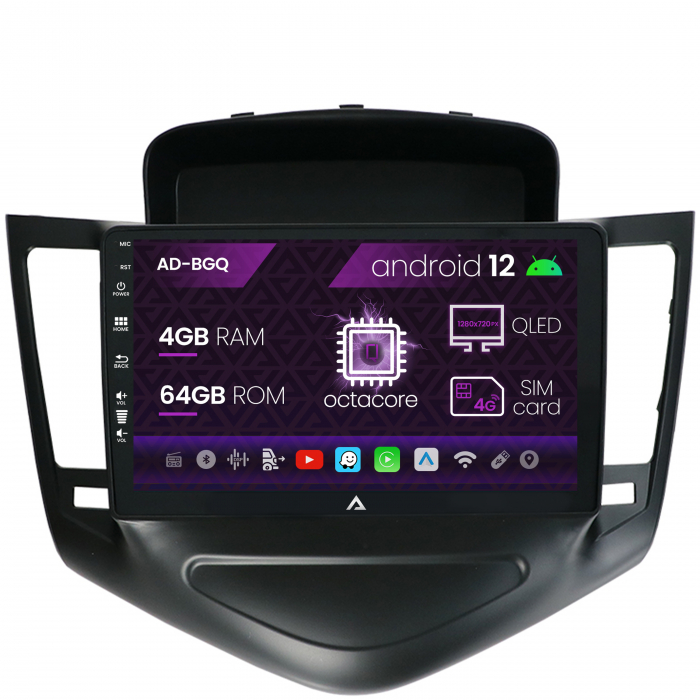 Navigatie chevrolet cruze (2008-2014), android 12, q-octacore 4gb ram + 64gb rom, 9 inch - ad-bgq9004+ad-bgrkit237