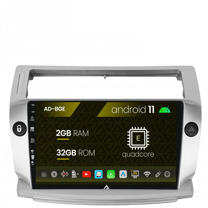 Navigatie Citroen C4 (2004-2014), Android 11, E-Quadcore 2GB RAM + 32GB ROM, 9 Inch - AD-BGE9002+AD-BGRKIT346