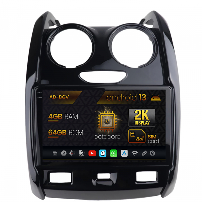 Navigatie Dacia Duster (2012-2019), Android 13, V-Octacore 4GB RAM + 64GB ROM, 9.5 Inch - AD-BGV9004+AD-BGRKIT366V2