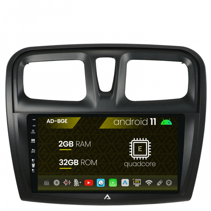 Navigatie Dacia Logan Sandero, Android 11, E-Quadcore 2GB RAM + 32GB ROM, 9 Inch - AD-BGE9002+AD-BGRKIT375