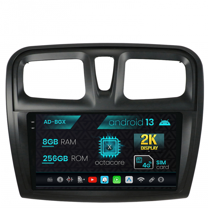 Navigatie Dacia Logan Sandero, Android 13, X-Octacore 8GB RAM + 256GB ROM, 9.5 Inch - AD-BGX9008+AD-BGRKIT375