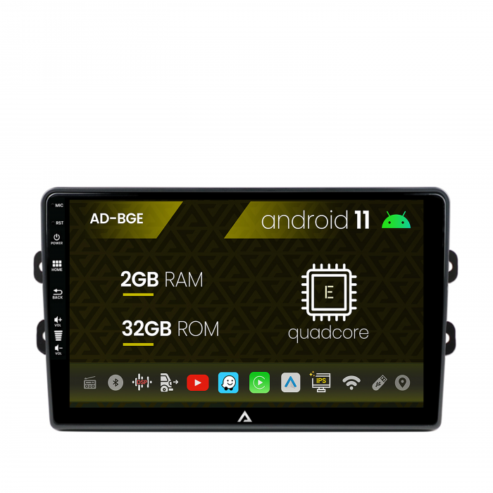 Navigatie Dacia Renault, Android 11, E-Quadcore 2GB RAM + 32GB ROM, 9 Inch - AD-BGE9002+AD-BGRKIT383