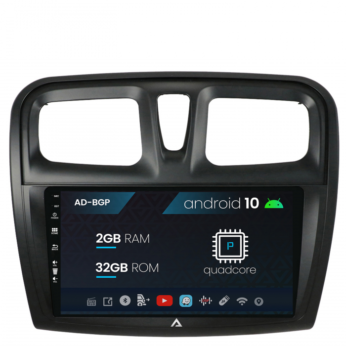 Navigatie Dacia Sandero, Logan, Android 10, P-Quadcore 2GB RAM + 32GB ROM, 9 Inch - AD-BGP9002+AD-BGRKIT375