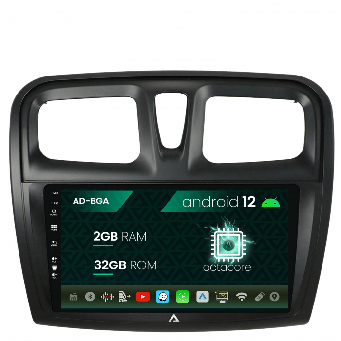 Navigatie Dacia Sandero Logan, Android 12, A-Octacore 2GB RAM + 32GB ROM, 9 Inch - AD-BGA9002+AD-BGRKIT375