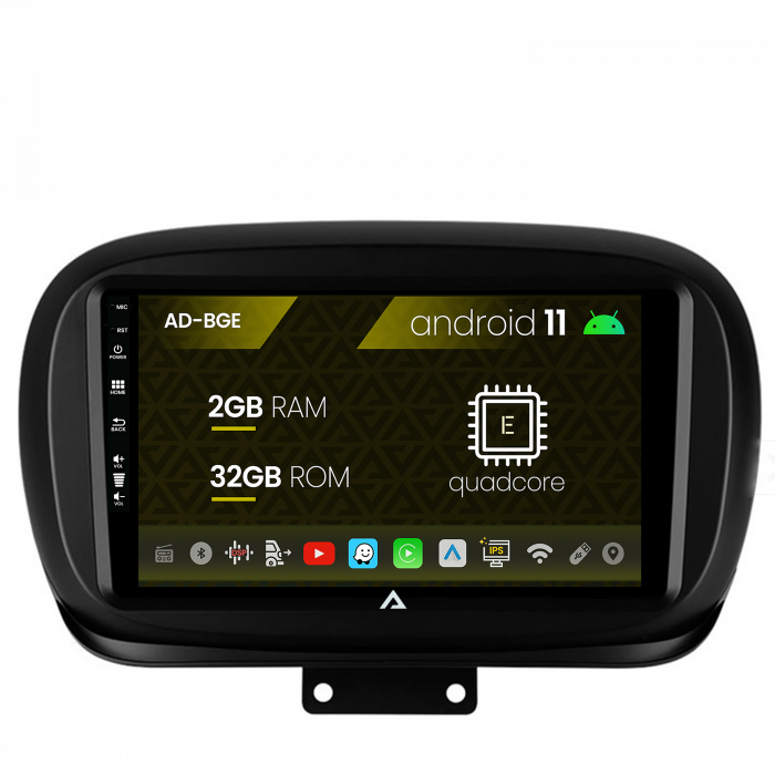 Navigatie Fiat 500X (2014-2020), Android 11, E-Quadcore 2GB RAM + 32GB ROM, 9 Inch - AD-BGE9002+AD-BGRKIT362