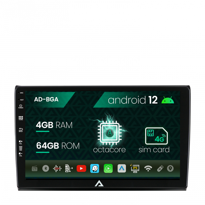 Navigatie Fiat Bravo (2006-2014), Android 12, A-Octacore 4GB RAM + 64GB ROM, 9 Inch - AD-BGA9004+AD-BGRKIT356
