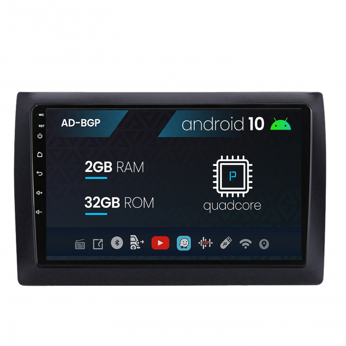 Navigatie Fiat Stilo, Android 10, P-Quadcore 2GB RAM + 32GB ROM, 9 Inch - AD-BGP9002+AD-BGRKIT356V2