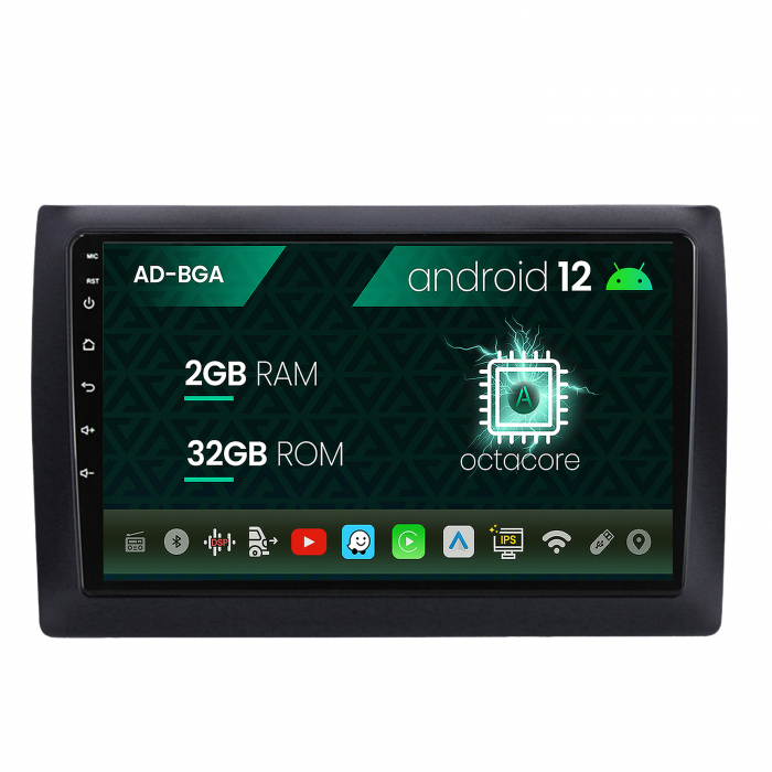 Navigatie Fiat Stilo, Android 12, A-Octacore 2GB RAM + 32GB ROM, 9 Inch - AD-BGA9002+AD-BGRKIT356V2