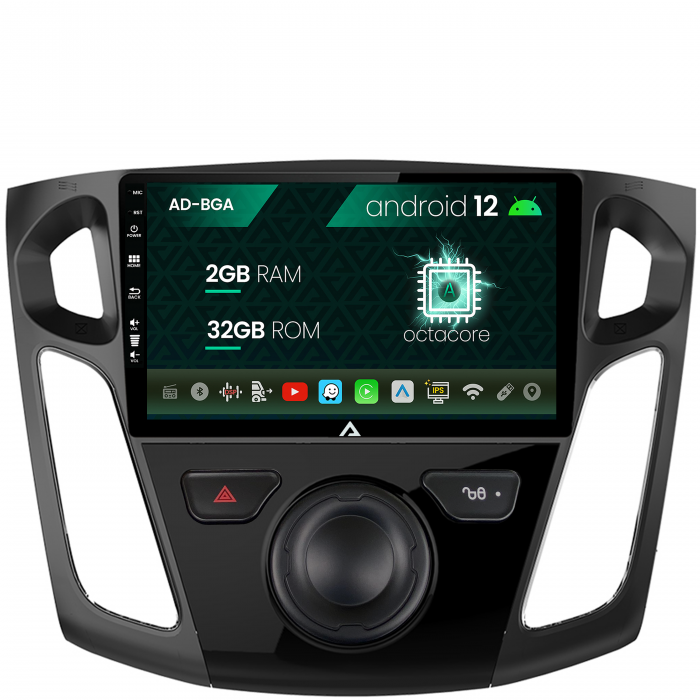 Navigatie ford focus 3 (2011-2019), android 12, a-octacore 2gb ram + 32gb rom, 9 inch - ad-bga9002+ad-bgrkit115