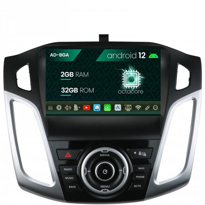 Navigatie Ford Focus 3 (2011-2019), Android 12, A-Octacore 2GB RAM + 32GB ROM, 9 Inch - AD-BGA9002+AD-BGRKIT144