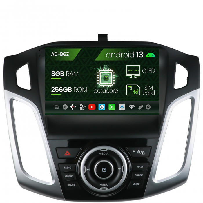 Navigatie ford focus 3 (2011-2019), android 13, z-octacore 8gb ram + 256gb rom, 9 inch - ad-bgz9008+ad-bgrkit144