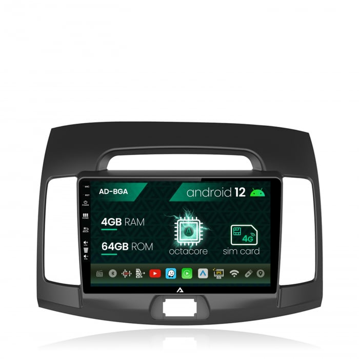Navigatie Hyundai Elantra (2006-2011), Android 12, A-Octacore 4GB RAM + 64GB ROM, 9 Inch - AD-BGA9004+AD-BGRKIT178