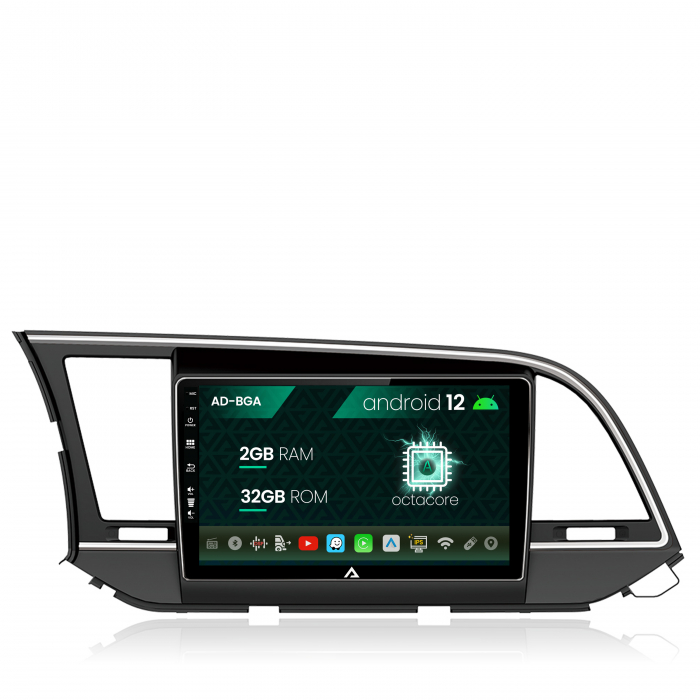 Navigatie Hyundai Elantra (2015-2018), Android 12, A-Octacore 2GB RAM + 32GB ROM, 9 Inch - AD-BGA9002+AD-BGRKIT180