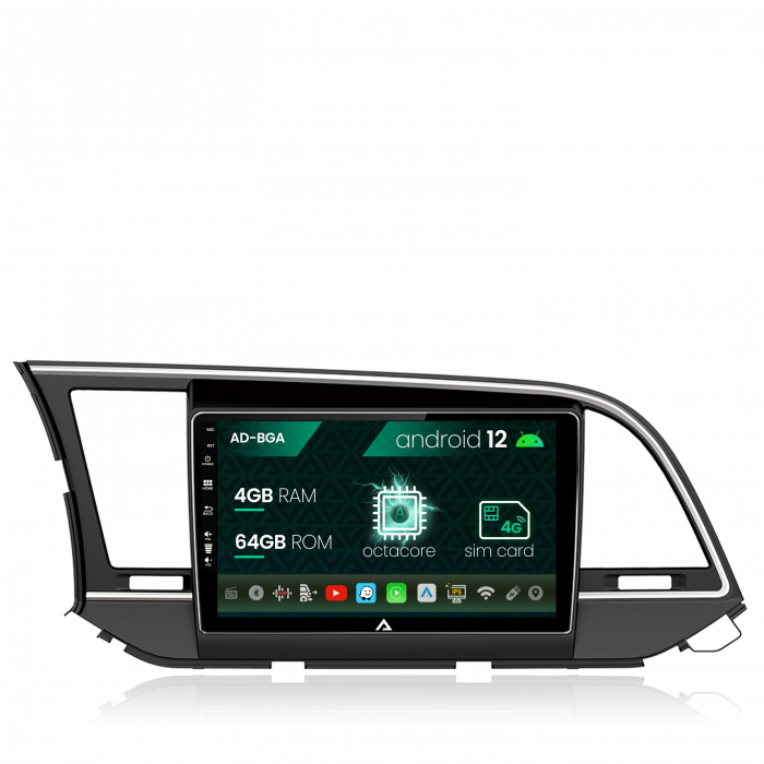Navigatie Hyundai Elantra (2015-2018), Android 12, A-Octacore 4GB RAM + 64GB ROM, 9 Inch - AD-BGA9004+AD-BGRKIT180