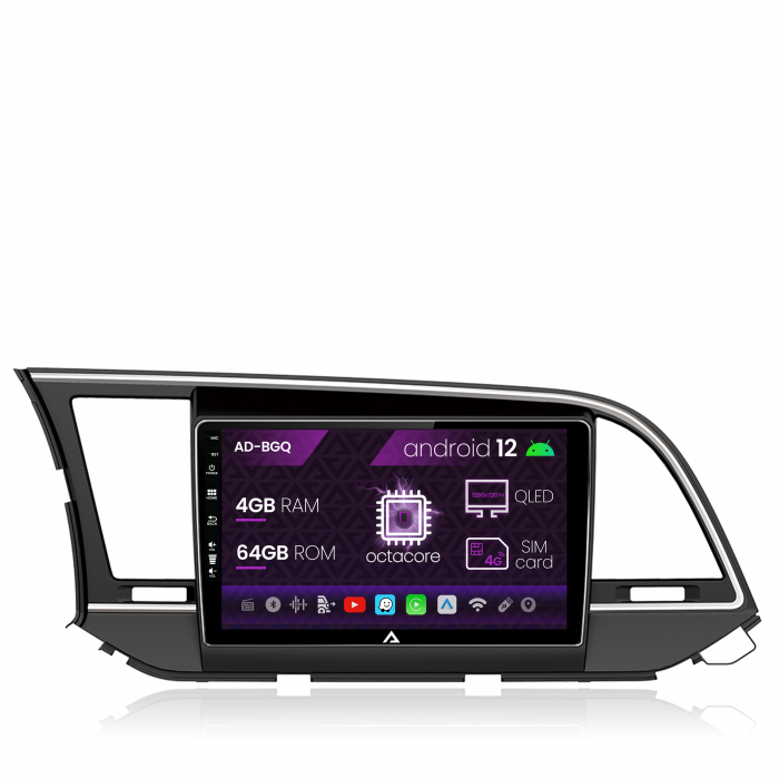 Navigatie Hyundai Elantra (2015-2018), Android 12, Q-Octacore 4GB RAM + 64GB ROM, 9 Inch - AD-BGQ9004+AD-BGRKIT180