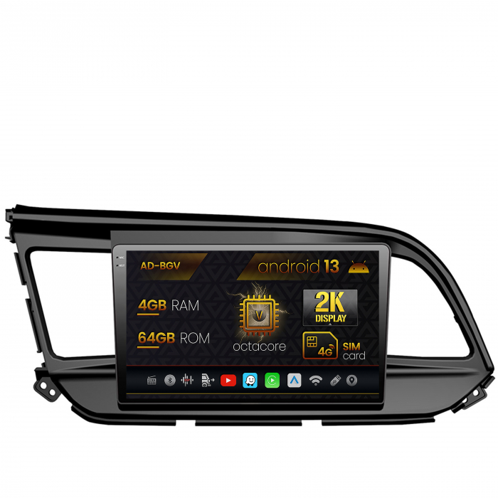 Navigatie Hyundai Elantra (2020-Prezent), Android 13, V-Octacore 4GB RAM + 64GB ROM, 9Inch - AD-BGV9004+AD-BGRKIT227