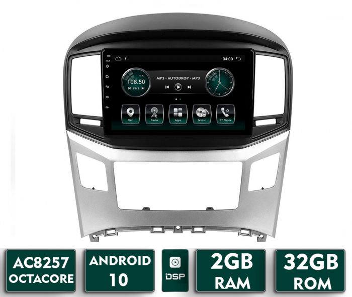 Navigatie hyundai h1 (2016-2020), android 12, a-octacore 2gb ram + 32gb rom, 9 inch - ad-bga9002+ad-bgrkit214