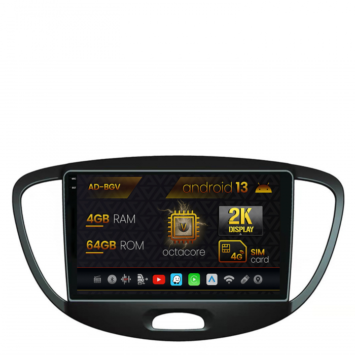 Navigatie Hyundai I10 (2007-2013), Android 13, V-Octacore 4GB RAM + 64GB ROM, 9.5 Inch - AD-BGV9004+AD-BGRKIT198