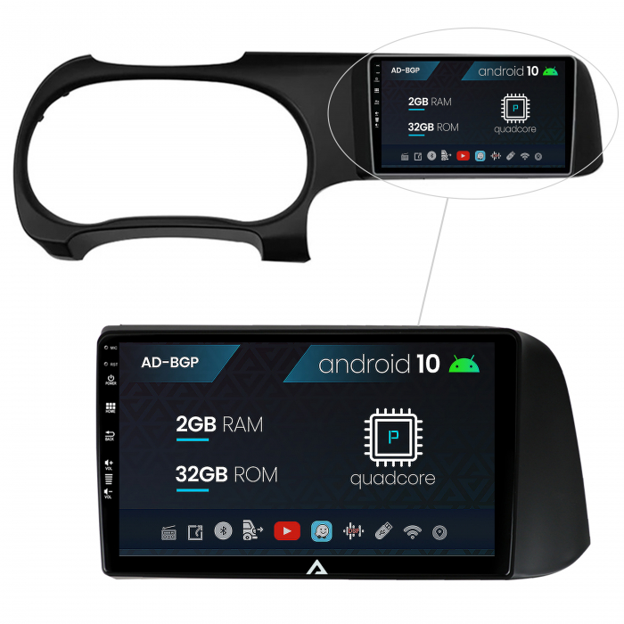 Navigatie Hyundai I10 (2020+), Android 10, P-Quadcore 2GB RAM + 32GB ROM, 9 Inch - AD-BGP9002+AD-BGRKIT221