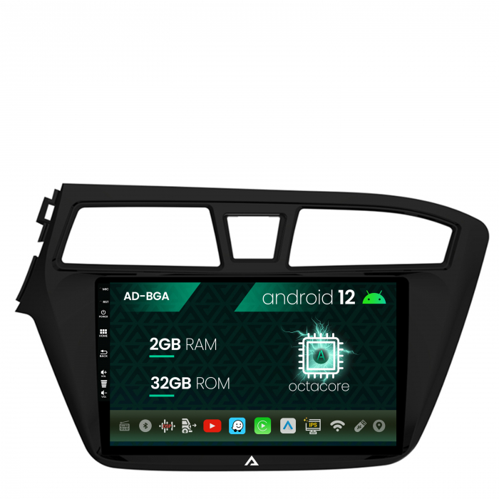 Navigatie hyundai i20 (2014-2018), android 12, a-octacore 2gb ram + 32gb rom, 9 inch - ad-bga9002+ad-bgrkit194