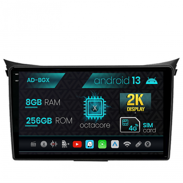 Navigatie hyundai i30 (2012-2016), android 13, x-octacore 8gb ram + 256gb rom, 9.5 inch - ad-bgx9008+ad-bgrkit217v2