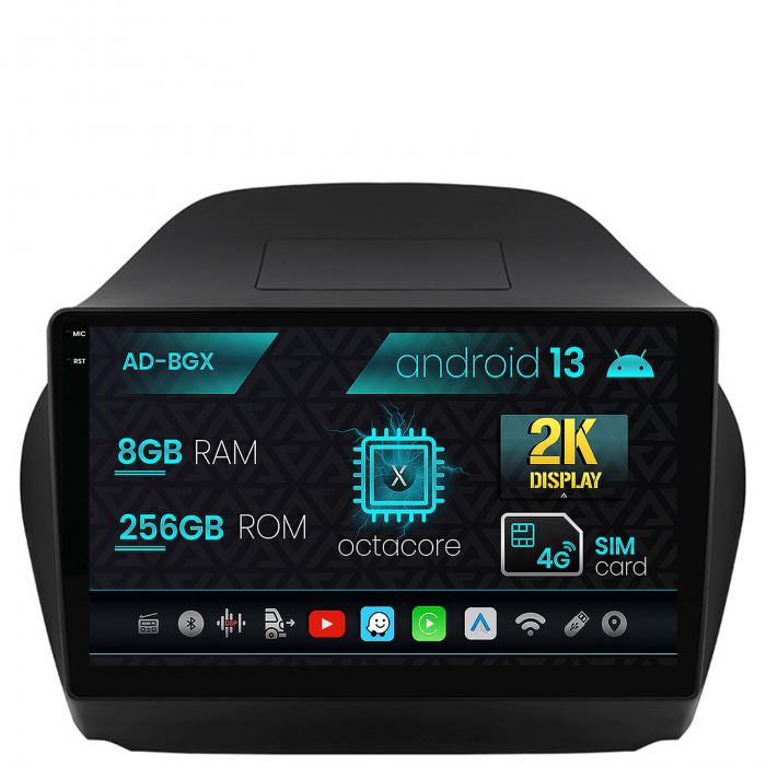 Navigatie hyundai ix35 (2009-2015), android 13, x-octacore 8gb ram + 256gb rom, 10.36 inch - ad-bgx10008+ad-bgrkit189