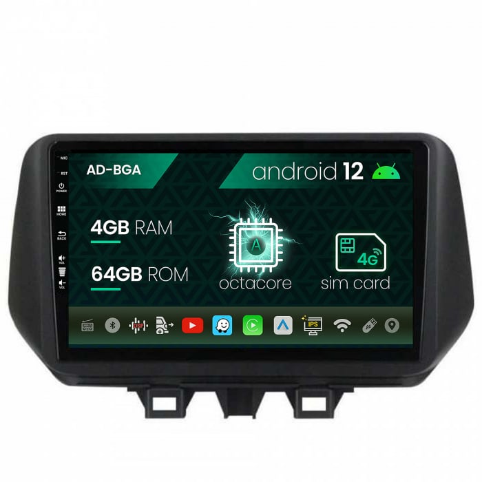 Navigatie Hyundai Tucson (2018-2020), Android 12, A-Octacore 4GB RAM + 64GB ROM, 9 Inch - AD-BGA9004+AD-BGRKIT204
