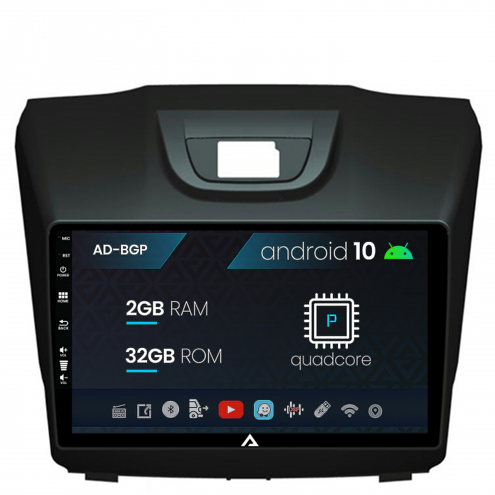 Navigatie isuzu d-max (2015+), android 10, p-quadcore 2gb ram + 32gb rom, 9 inch - ad-bgp9002+ad-bgrkit311