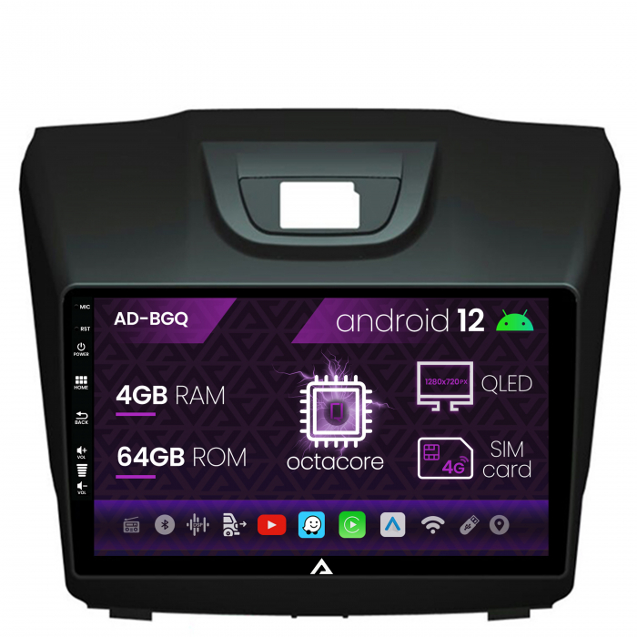 Navigatie isuzu d-max (2015+), android 12, q-octacore 4gb ram + 64gb rom, 9 inch - ad-bgq9004+ad-bgrkit311