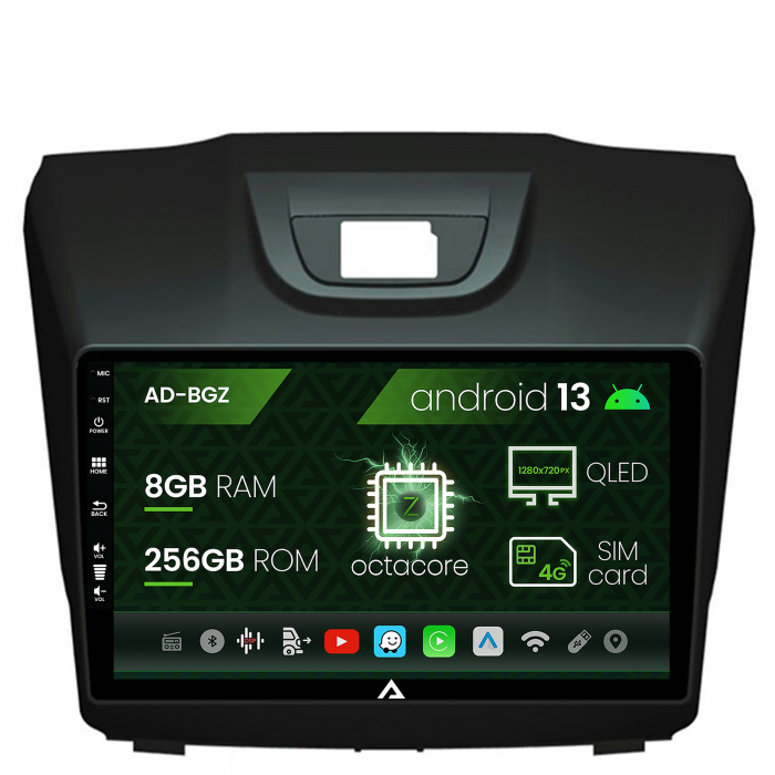 Navigatie isuzu d-max (2015+), android 13, z-octacore 8gb ram + 256gb rom, 9 inch - ad-bgz9008+ad-bgrkit311