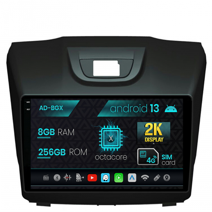 Navigatie isuzu d-max (2015+), android 13, x-octacore 8gb ram + 256gb rom, 9.5 inch - ad-bgx9008+ad-bgrkit311