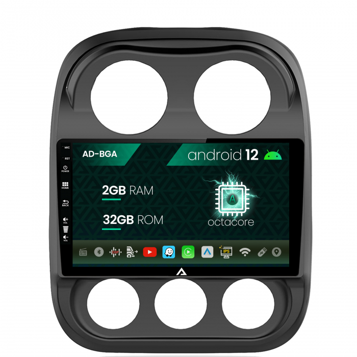 Navigatie Jeep Compass (2009-2016), Android 12, A-Octacore 2GB RAM + 32GB ROM, 10.1 Inch - AD-BGA9002+AD-BGRKIT284