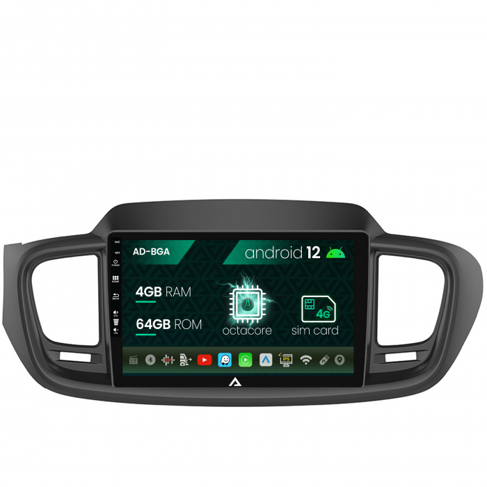 Navigatie kia sorento (2014+), android 12, a-octacore 4gb ram + 64gb rom, 10.1 inch - ad-bga10004+ad-bgrkit184