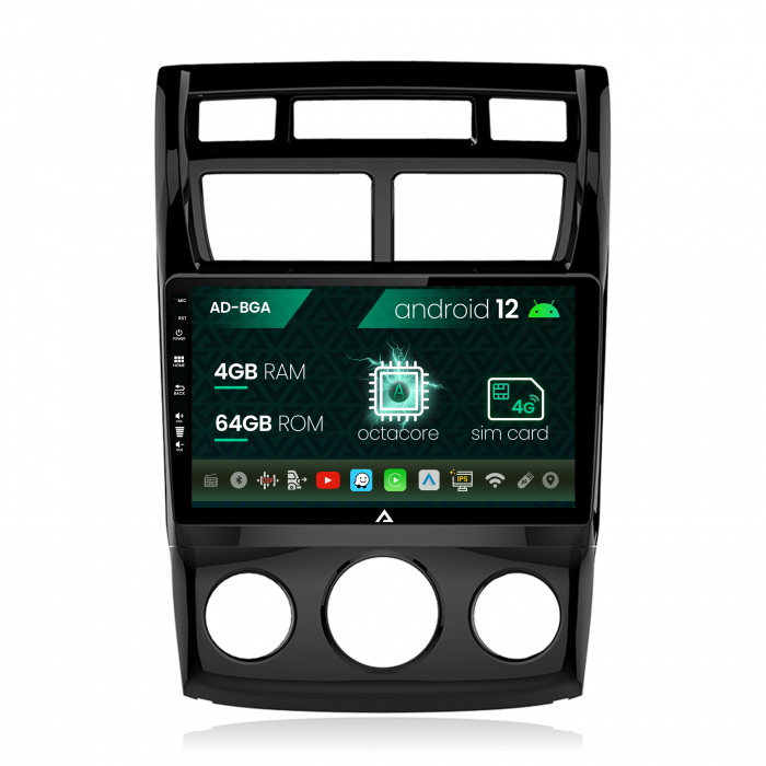 Navigatie kia sportage (2005-2010) m ac, android 12, a-octacore 4gb ram + 64gb rom, 9 inch - ad-bga9004+ad-bgrkit148s
