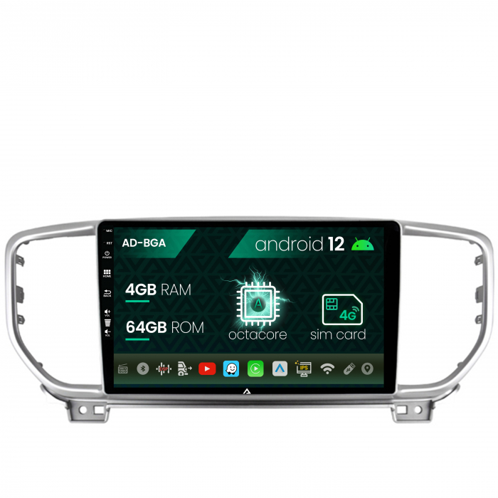 Navigatie kia sportage (2018+), android 12, a-octacore 4gb ram + 64gb rom, 9 inch - ad-bga9004+ad-bgrkit150
