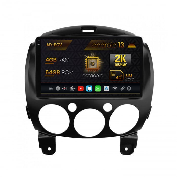 Navigatie 2K Android 13 Mazda 2 (2007-2014) 4+64GB | AutoDrop.ro [1]