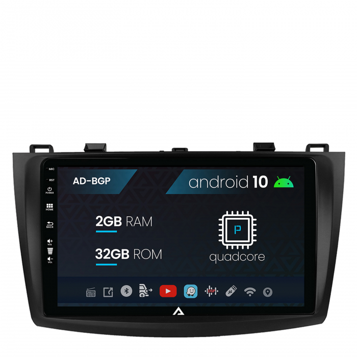 Navigatie mazda 3 (2009-2013), android 10, p-quadcore 2gb ram + 32gb rom, 9 inch - ad-bgp9002+ad-bgrkit320